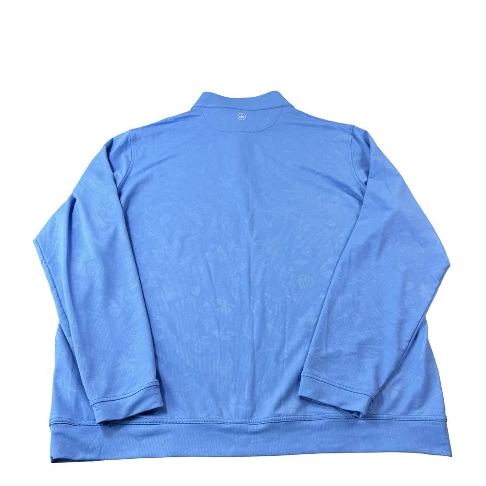 Peter Millar Blue Floral Embossed Half Zip Performance Pullover Size 3XL XXXL